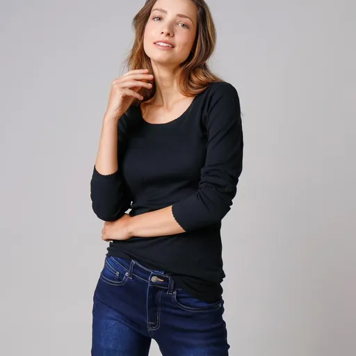 Súprava 2 tričiek z bavlny s jemným vrúbkovaním a dlhými rukávmi