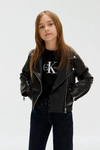 Detská bunda Calvin Klein Jeans čierna farba, IG0IG02982