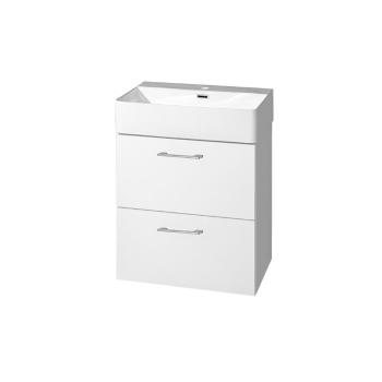 MEREO - Leny, kúpeľňová skrinka s keramickým umývadlom 50 cm, biela, nové madlo CN810N
