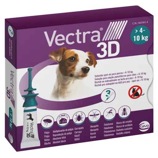 VECTRA 3D Spot-On S pre psov 4-10 kg 1,6 ml 3 pipety
