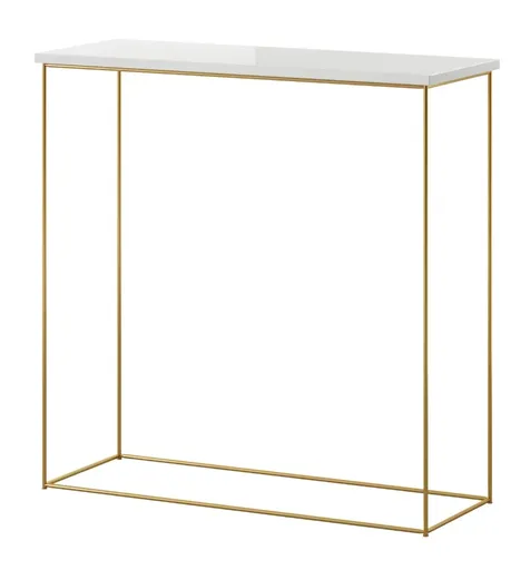ArtAdrk Príručný stolík MILAN | zlaté nohy Farba: biely lesk