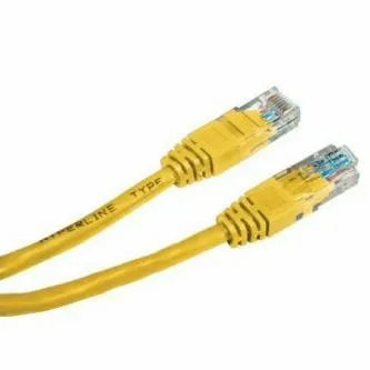 Síťový LAN kábel UTP patchcord, Cat.5e, RJ45 samec - RJ45 samec, 0.5 m, netienený, žltý, economy, DOPREDAJ