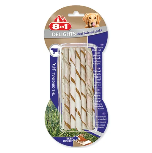 8IN1 Delights krútená žuvacia tyčinka hovädzia 10 kusov