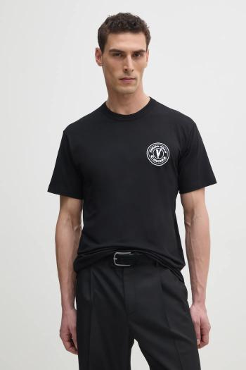 Bavlnené tričko Versace Jeans Couture pánske, čierna farba, s potlačou, 78GAHE07 CJ00E