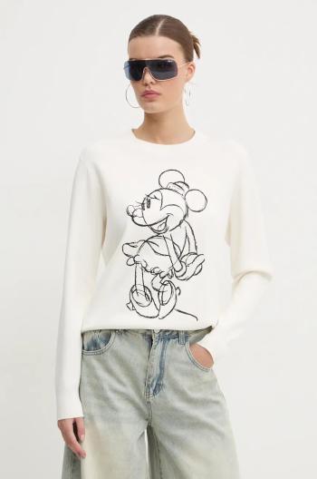 Sveter Desigual MINNIE MOUSE dámsky, béžová farba, 24WWJF77