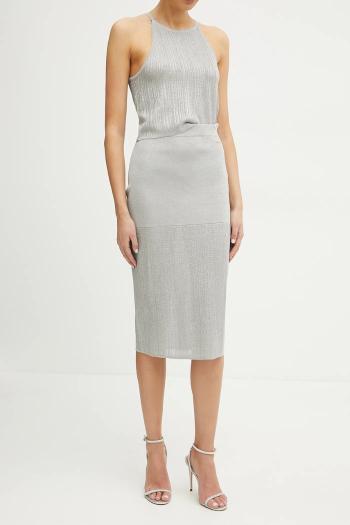 Sukňa Armani Exchange šedá farba, midi, rovný strih, XW000113 AF11957