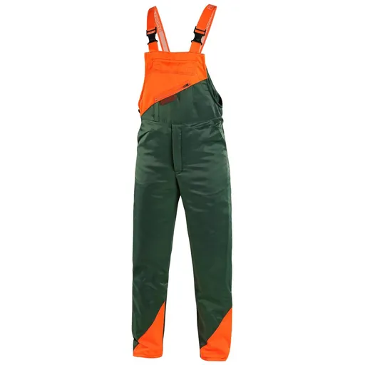 Canis (CXS) Protiporezové nohavice s náprsenkou LESNÍK - Zelená / oranžová | 54