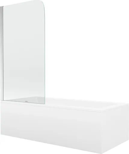 MEXEN/S - Cubik obdĺžniková vaňa 170 x 70 cm s panelom + vaňová zástena 75, transparent, chróm 550317070X9007510100