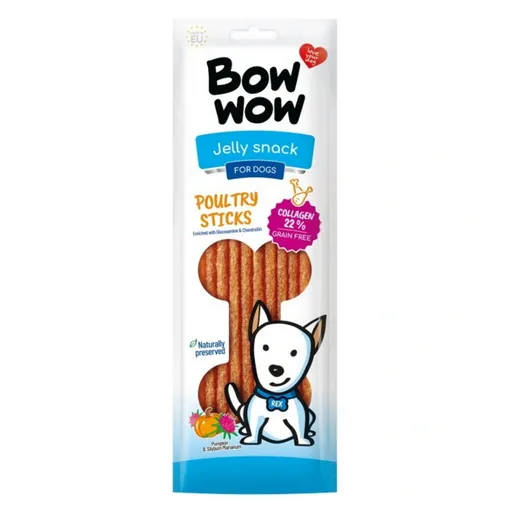 BOW WOW Jelly snack Hydinové tyčinky maškrty pre psov 10 ks