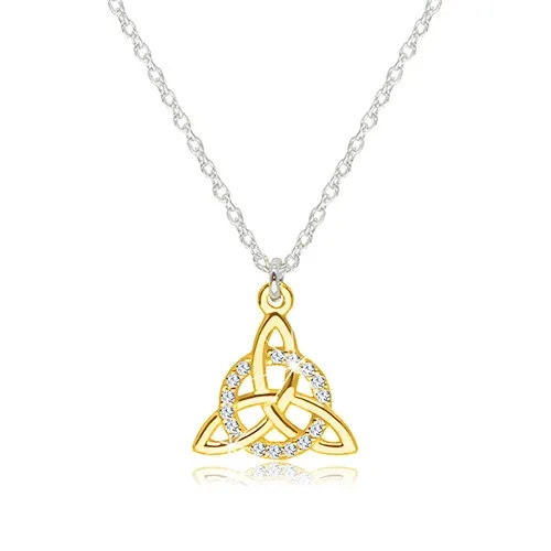 Náhrdelník zo striebra 925 - keltský symbol Triquetra v zlatej farbe so zirkónovým kruhom