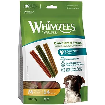 Whimzees Dental stix M 30 g 12 + 2 ks (8718627752524)