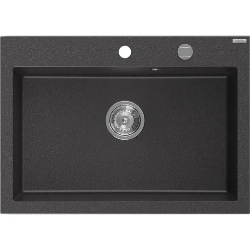 MEXEN MEXEN - Elix granitový drez 1-miska 700 x 500 mm, čierna kropenatá, sifón chróm 6526701005-76