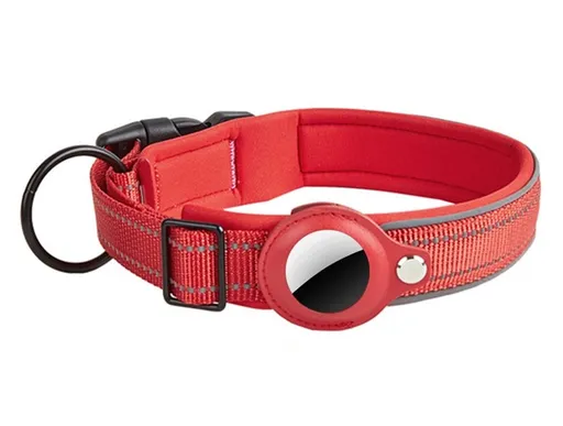 PROTEMIO GLOWY PAW Reflexný obojok pre Apple AirTag VEĽKOSŤ: M - červený