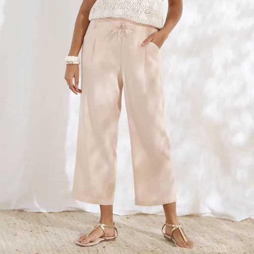 7/8 nohavice zo zmesi bavlny a ľanu