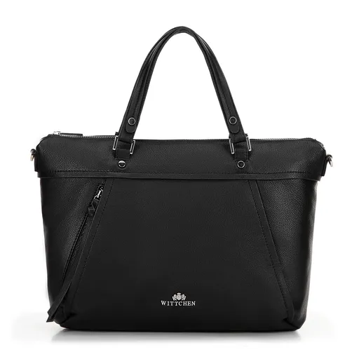 Dámska kabelka na notebook 15" z kože so strapcom, čierna 100-4E-803-1
