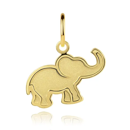 Prívesok v žltom 14K zlate - malý plochý sloník s matným stredom