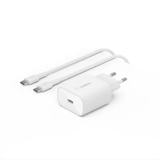 Belkin BOOST CHARGE™ 25W USB-C Power Delivery PPS nástenná nabíjačka + 1m USB-C na USB-C kábel, biela
