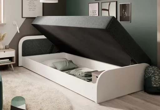 ArtElta Jednolôžková posteľ PARYS biela | 80 x 190 cm Farba: Ľavá / Sawana 21