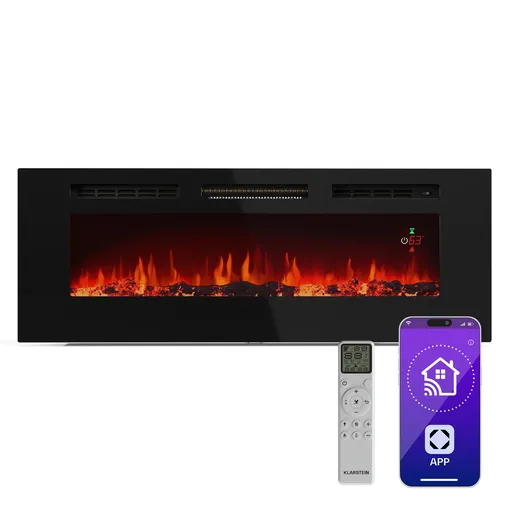 Klarstein Galeras Smart Inteligentný elektrický krb, 2 nastavenia teploty, 16 - 30°| LED ilúzia plameňa, Možnosť pripojenia k IOT