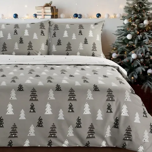 ArtFir Vianočné obliečky na jednolôžko LENON | sivá/biela 140 x 200 cm