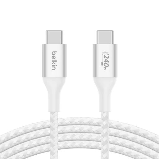 Belkin BOOST CHARGE™ USB-C/USB-C kábel 240W, 2m, biely - odolný