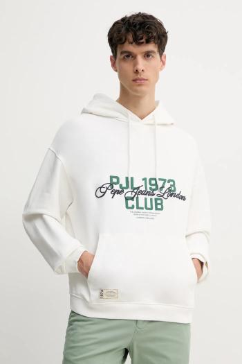 Bavlnená mikina Pepe Jeans TALBOT HOODIE pánska, biela farba, s kapucňou, s nášivkou, PM582848