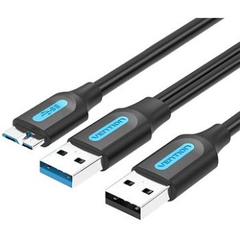 Vention USB 3.0 to Micro USB Cable with USB Power Supply 1M Black PVC Type (CQPBF)