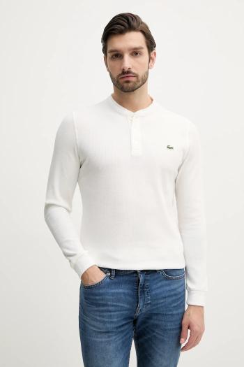 Tričko s dlhým rukávom Lacoste biela farba, s nášivkou, TH0035