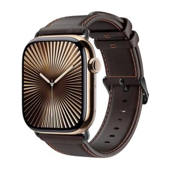 DUX LEATHER Kožený remienok pre Apple Watch 10 46mm tmavohnedý