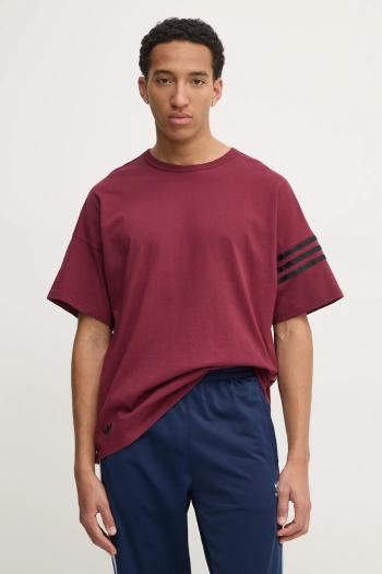 Bavlnené tričko adidas Originals Neuclassics pánske, bordová farba, s nášivkou, JC9934