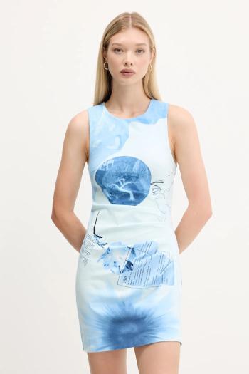 Šaty Desigual FOTOAZUL modrá farba, mini, priliehavé, 25WWVW31