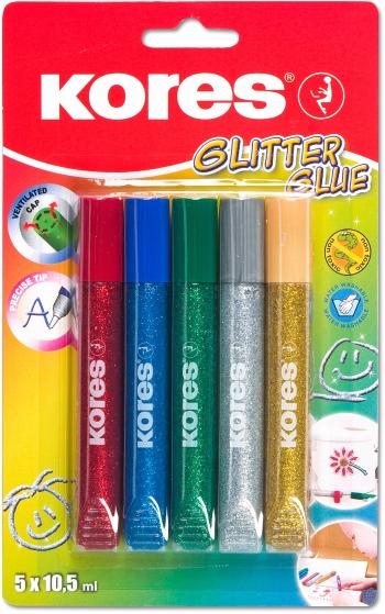 Ragasztó KORES Glitter glue 5× 10,5 ml, csillámmal