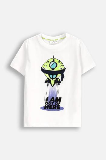 Detské bavlnené tričko Coccodrillo biela farba, s potlačou, COSMIC RAVE BOY KIDS
