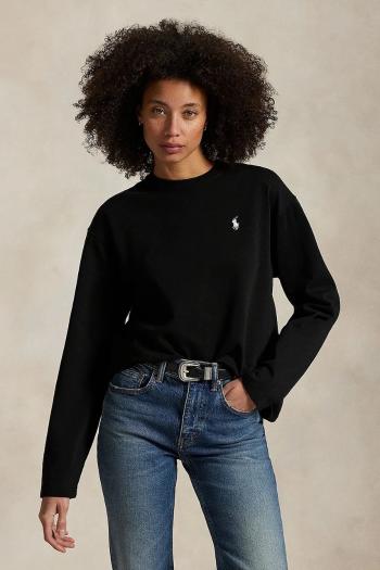 Bavlnené tričko s dlhým rukávom Polo Ralph Lauren čierna farba, 211967105