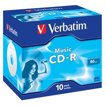 Verbatim CD-R Audio, 43365, Music CD-R, 10-pack, 16x, 80min., 12cm, bez možnosti potisku, jewel box, pro archivaci dat