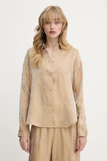 Košeľa Armani Exchange zelená farba, voľný strih, s klasickým golierom, XW000567 AF12055