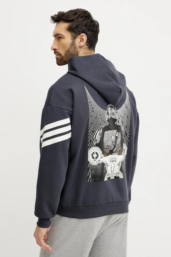 Mikina adidas x Mandalorian pánska, šedá farba, s kapucňou, s potlačou, JI5720