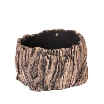 Ghiveci din beton Decor scoarță de copac, maro, 17 x 10 cm, maro, diam. 17 cm