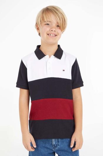 Detská bavlenná polokošeľa Tommy Hilfiger tmavomodrá farba, vzorovaný