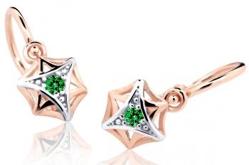 Cutie Jewellery Detské náušnice z ružového zlata C2209-10-X-4 zelená