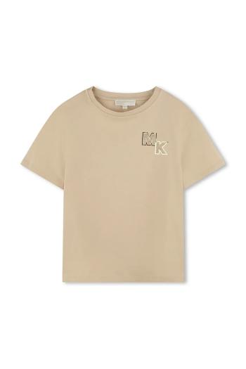 Detské bavlnené tričko Michael Kors béžová farba, R30317