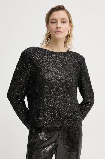 Blúzka Bruuns Bazaar dámska, čierna farba, s nášivkou, BBW4193