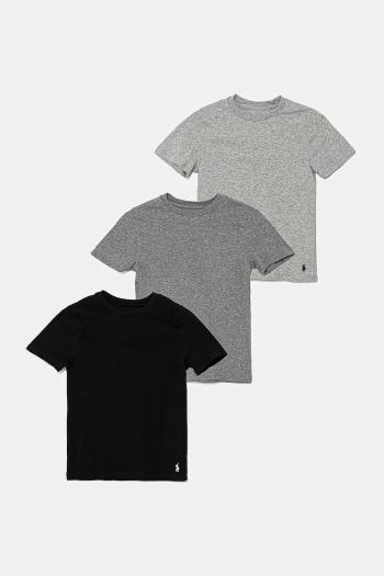Detské bavlnené tričko Polo Ralph Lauren 3-pak šedá farba, jednofarebné, 9P5030