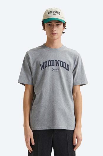 Bavlnené tričko Wood Wood Bobby IVY T-shirt 12135703.2489-GREYMEL, šedá farba, s potlačou