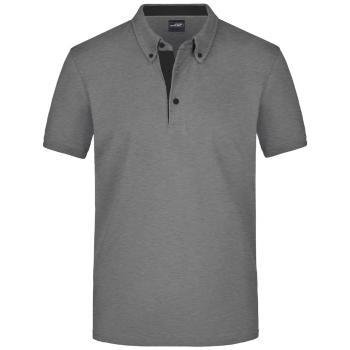 James & Nicholson Elegantná pánska polokošeľa JN964 - Svetlošedý melír / čierna | XXXL