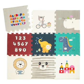 Babify Star Ibaby, Animals Baby Puzzle, Podložka - hrúbka 1,5 cm, protišmyková, extra veľká, obojstranná, vodeodolná, prenosná, pre batoľatá a dojčatá (165x165x1,5 cm)