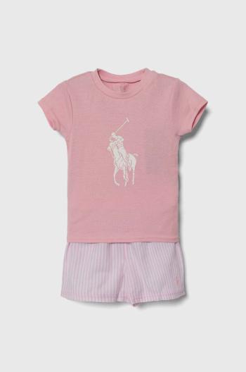 Detské bavlnené pyžamo Polo Ralph Lauren ružová farba, vzorované