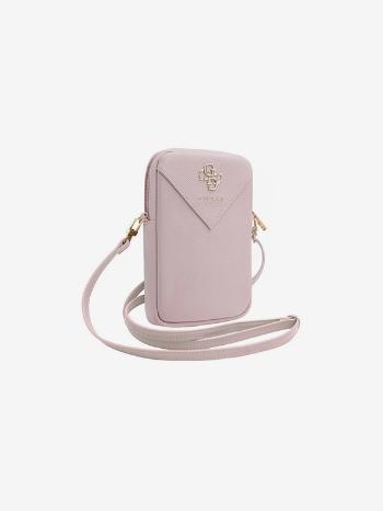 Guess PU Grained 4G Metal Logo Taška na Telefon se Zipem Pink Telefontok Lila