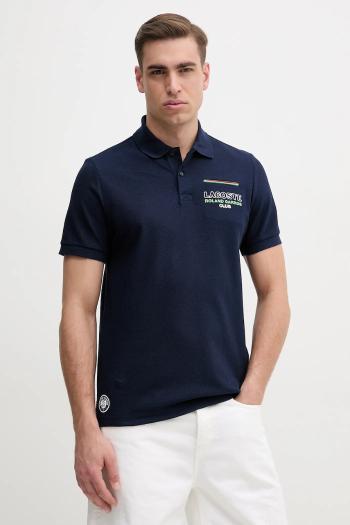 Bavlnené polo tričko Lacoste pánske, tmavomodrá farba, s nášivkou, PH8742