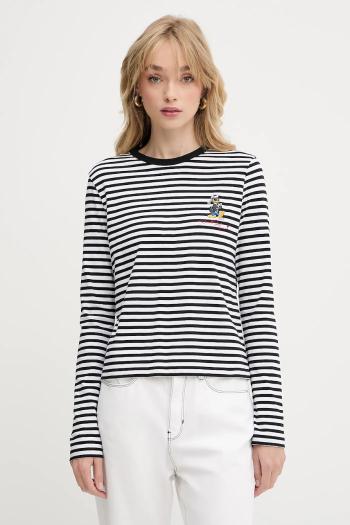 Bavlnené tričko s dlhým rukávom Karl Lagerfeld KL X DISNEY čierna farba, A3W17091